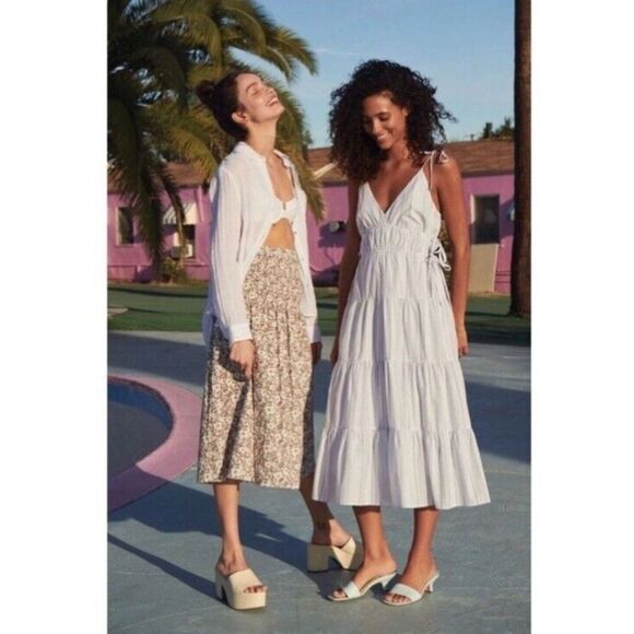 NWT Rails Size Medium Julia West Seaport Stripe Organic Cotton Midi Dress - Picture 3 of 12